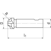 Фреза концевая радиусная R 8.0 24.0x 71.0x 16.00 mm z= 4 HSSCo8 DIN6518 ZPS 360018.080