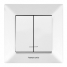 Вимикач Panasonic Arkedia Slim двоклавішний з підсвіткою, білий