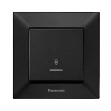 Вимикач Panasonic Arkedia Slim одноклавішний прохідний з підсвіткою, швидкий монтаж, чорний