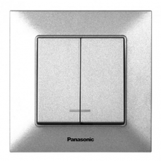 Вимикач Panasonic Arkedia Slim двоклавішний, срібний