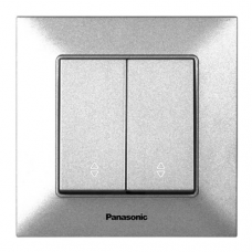 Вимикач Panasonic Arkedia Slim двоклавішний прохідний, срібний