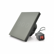 Сенсорный выключатель без заземления + WiFi управление, трехканальный, gray, 86х86х35мм