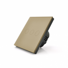 Сенсорний вимикач з заземленням + WiFi керування, трьохканальний, gold, 86х86х35мм