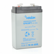 Акумуляторна батарея MERLION AGM GP628F1 6 V 2,8Ah ( 67 x 35 x 100 (105) ) 0,57 кг Q20