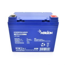 Аккумуляторная батарея MERLION EURO AGM MLTS12330M6 12 V 33 Ah ( 195 x 130 x 155 (165) ) Blue Q1