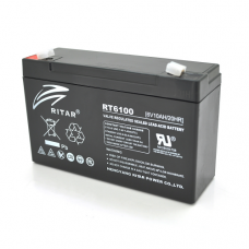 Акумуляторна батарея AGM RITAR RT6100, Black Case, 6V 10Ah ( 150 х 50 х 93 (99) ) Q10
