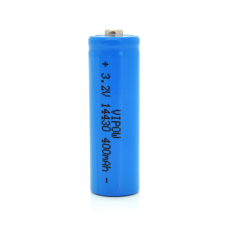 Литий-залiзо-фосфатний акумулятор 14430 Lifepo4 Vipow IFR14430 TipTop, 400mAh, 3.2V, Blue Q50 / 500